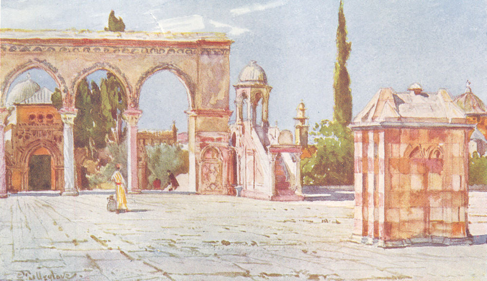 JERUSALEM. Summer pulpit south porch of Mosque Omar(dome Rock) 1902 old print